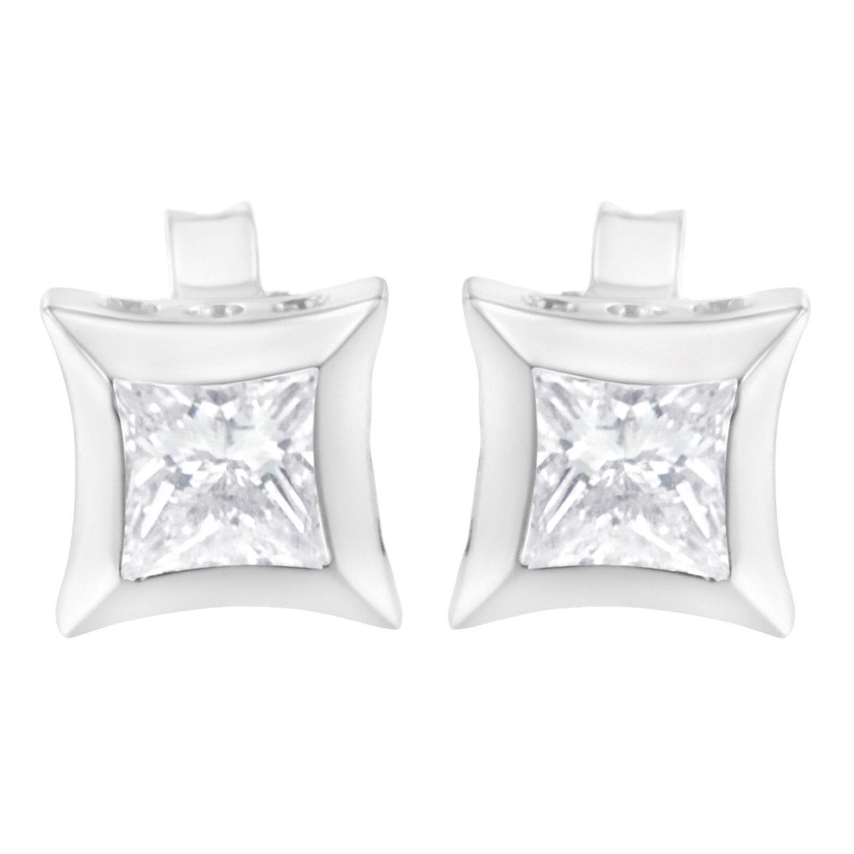 Earrings: 10K white gold princess-cut diamond stud earrings 1/2 cttw, H-I color SI2-I1 by Bids.com on Tampa Home & Garden Store