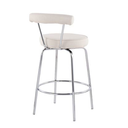 Counter stool set of 2 with beige fabric upholstery and chrome legs on Tampa Home & Garden Store