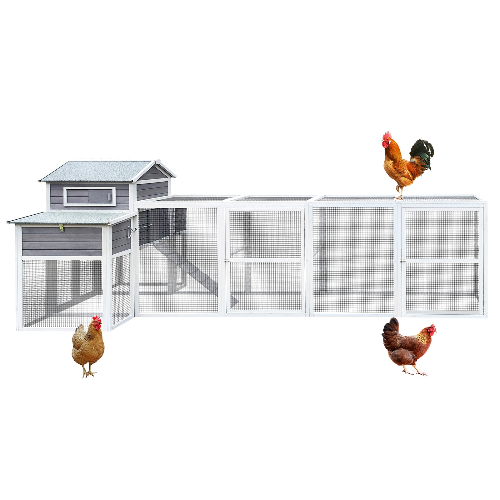 150-inch extra large wooden chicken coop with multi-pen run and white mesh by HouseOfZazla on Tampa Home & Garden Store