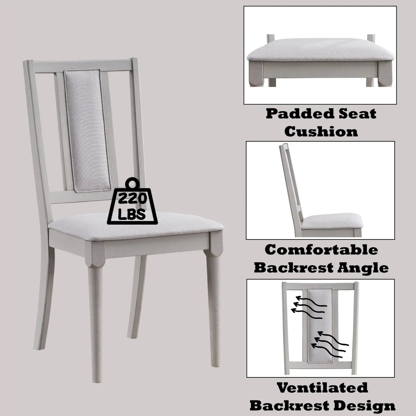 Marta side chair set of 2 with beige padded seat and natural wood frame on Tampa Home & Garden Store
