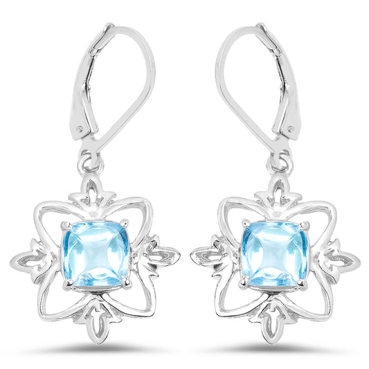 Sterling silver pair of earrings with Swiss blue topaz, 5.30 ct total, by Bids.com on Tampa Home & Garden Store
