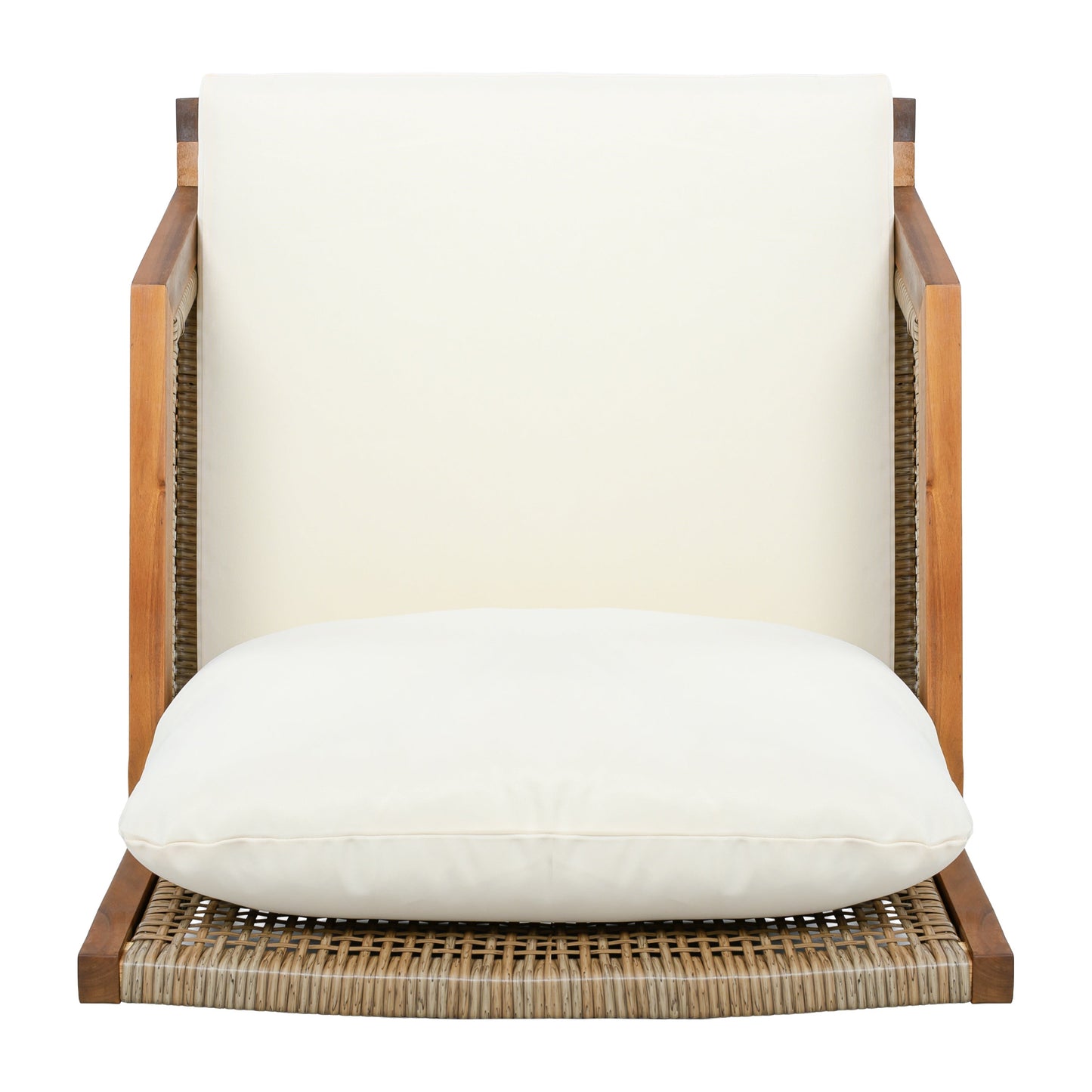 Solid Acacia Wood Patio Club Chair and Wicker