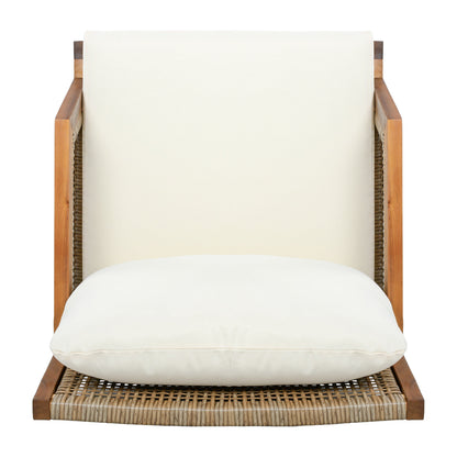 Solid Acacia Wood Patio Club Chair and Wicker