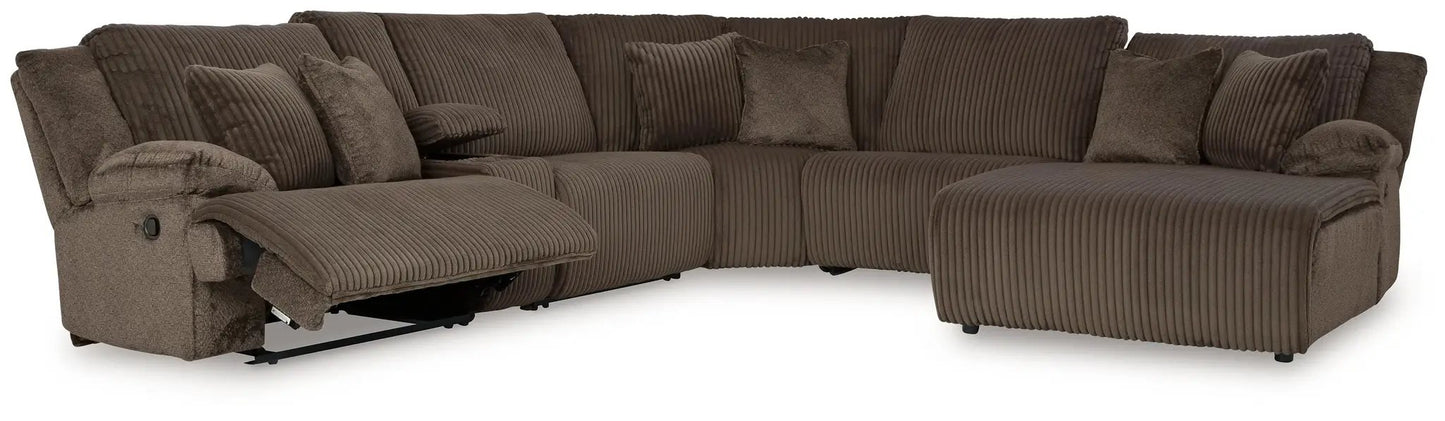 Top Tier Corduroy Reclining Sectional with Chaise