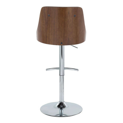 Gianna mid-century adjustable swivel barstool set, wood veneer back, chrome pedestal base (2) on Tampa Home & Garden Store