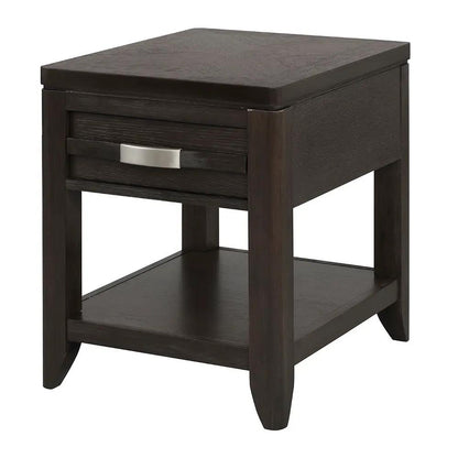 Elegant Wood End Table with Drawer and Shelf