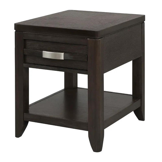 Elegant Design End Table in dark espresso finish with a single drawer and lower shelf on Tampa Home & Garden Store