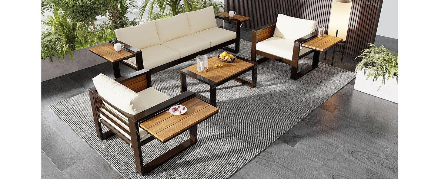 Four Piece Aluminum Outdoor Patio Set for Five