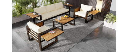 Four Piece Aluminum Outdoor Patio Set for Five