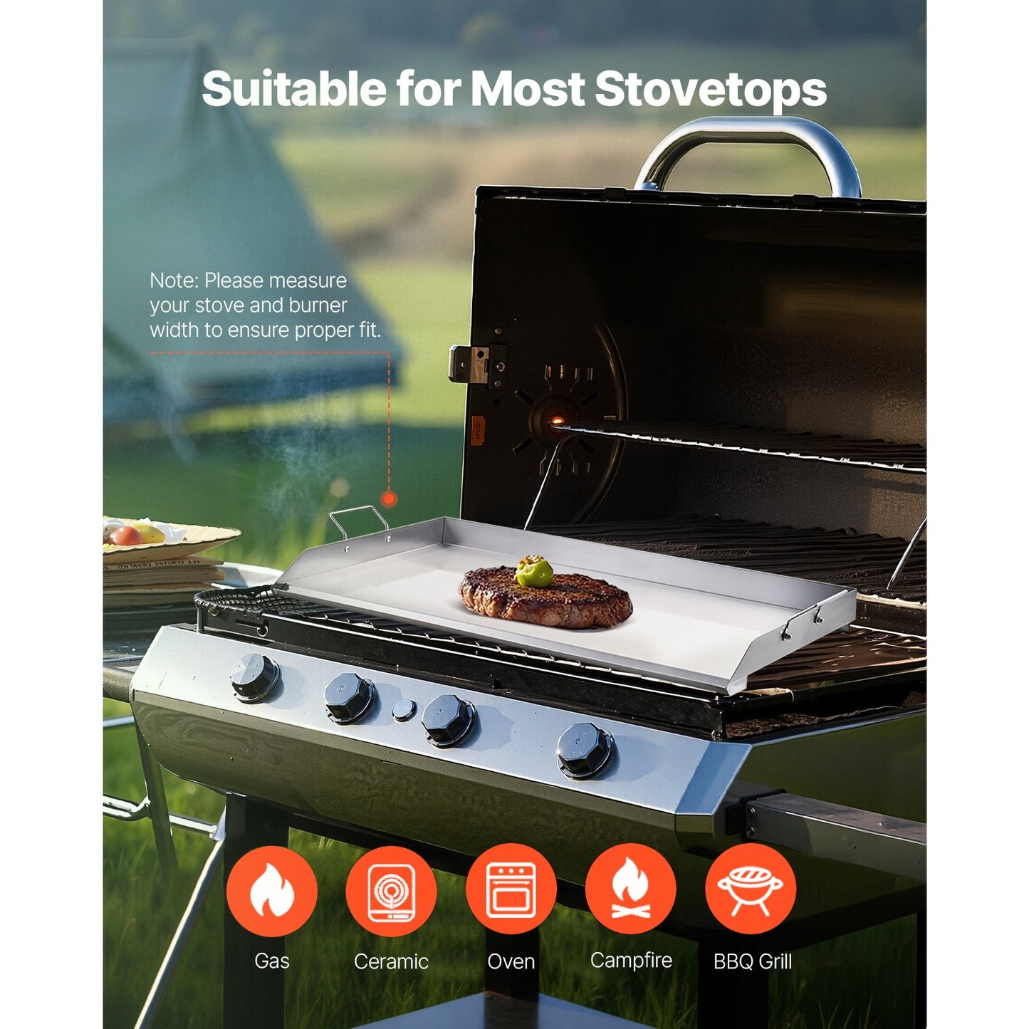 36x22 Stainless Steel Flat Top Griddle For Home