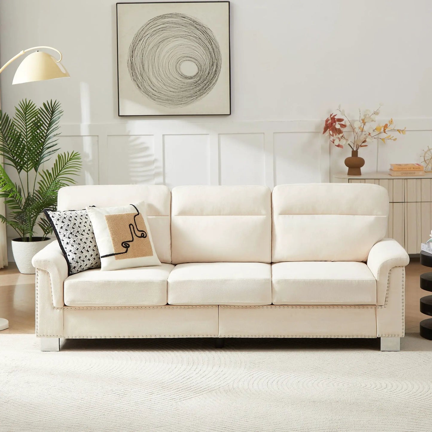 Three Seater Elegant Stationary Sofa for Living