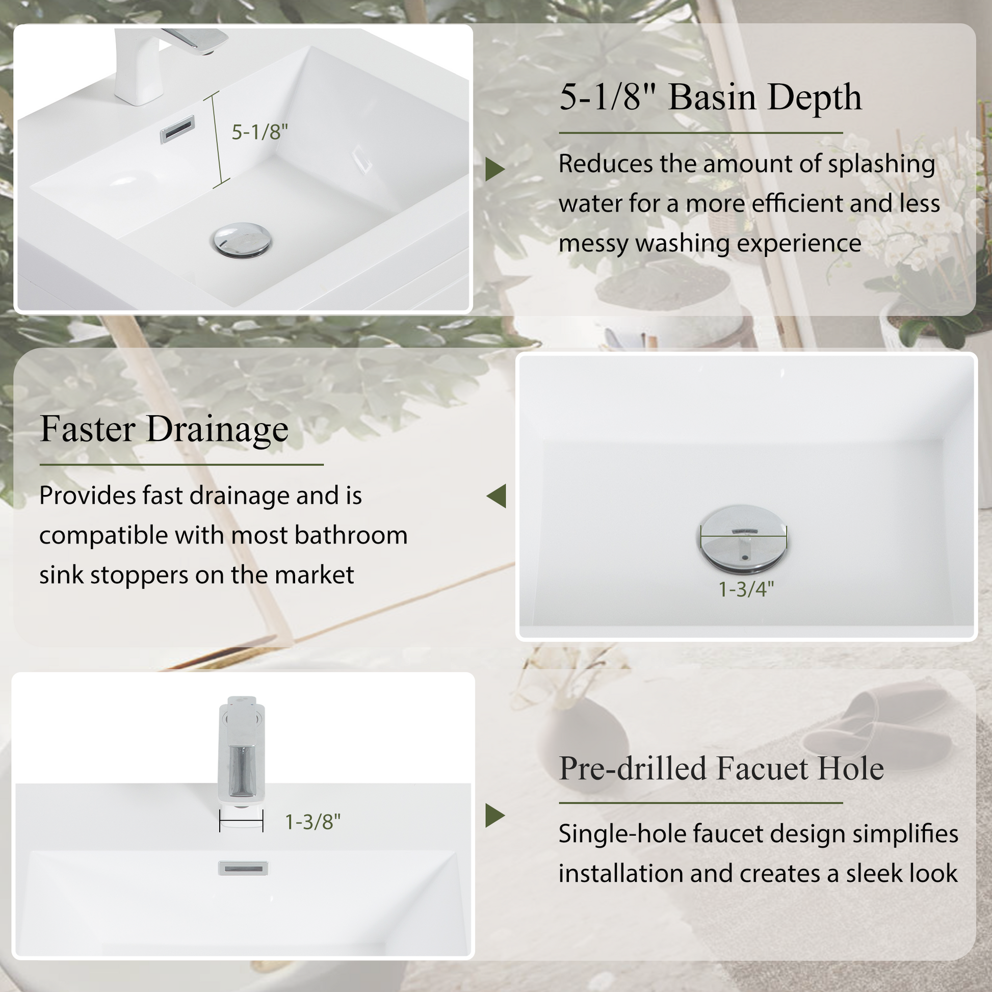 24-inch wall-mounted bathroom vanity with sink and storage cabinet by HouseOfZazla, white finish on Tampa Home & Garden Store