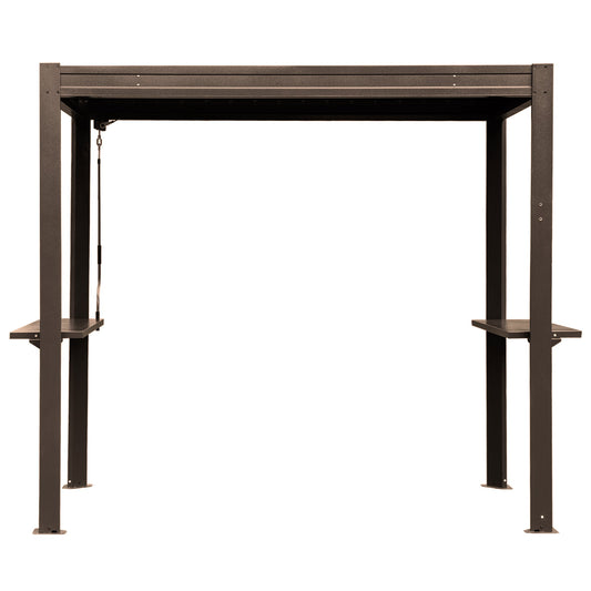 8x5 ft grill louvers pergola frame in bronze metal with adjustable roof and side shelves on Tampa Home & Garden Store