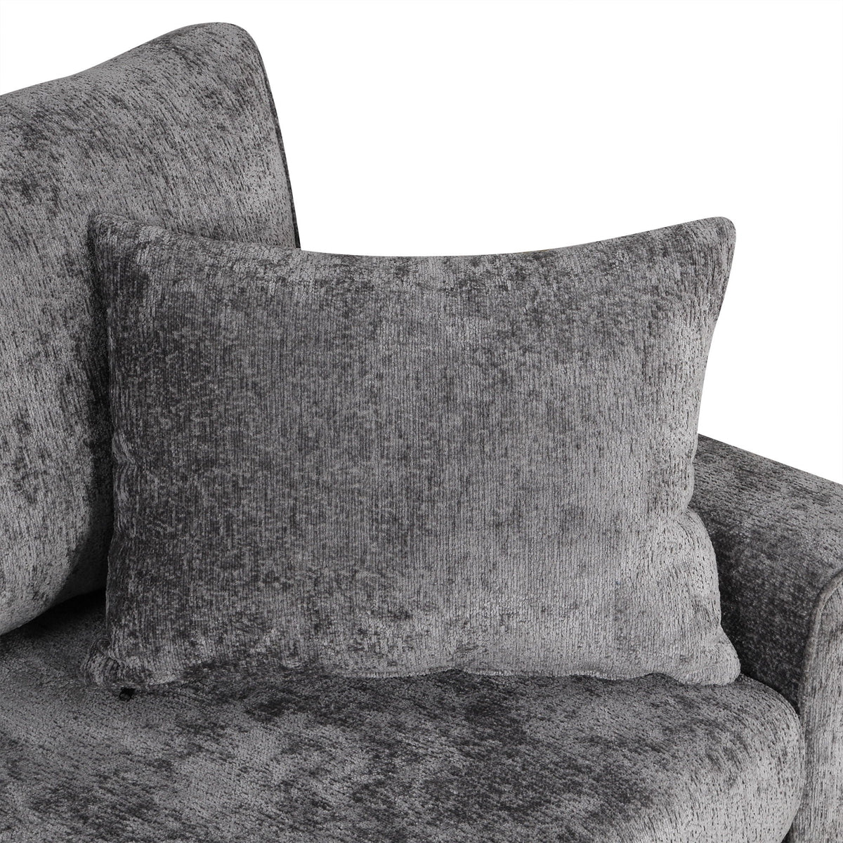 Sleeper sectional sofa cushions in gray textured fabric on Tampa Home & Garden Store