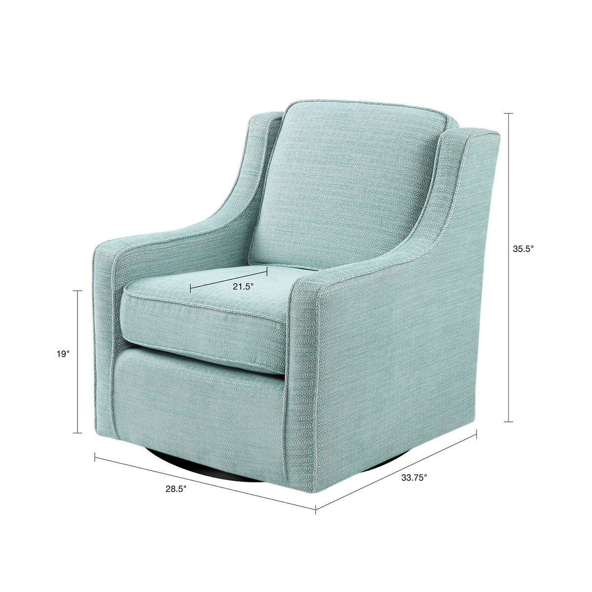 Swivel chair by HouseOfZazla in light blue-gray zigzag fabric with 360° rotation on Tampa Home & Garden Store
