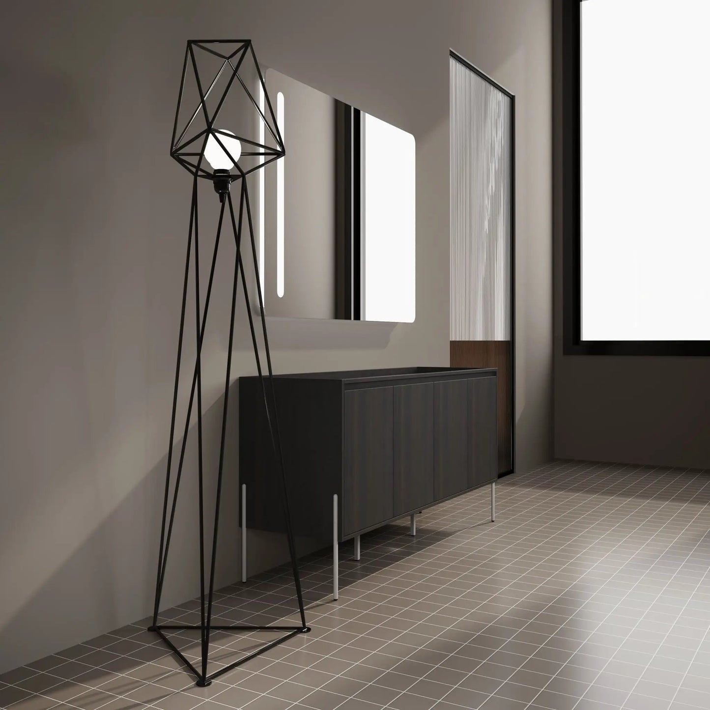 Freestanding vanity with soft-close doors, dark wood, white legs by Unique Piece Furniture on Tampa Home & Garden Store