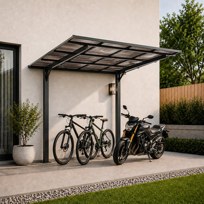 8x8ft Steel Carport And Sloped Polycarbonate Roof
