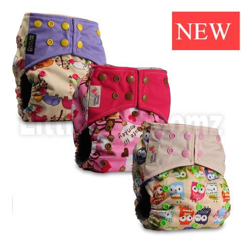 Cloth diaper set Stevvex 3-pack pocket nappies with purple, pink and beige prints on Tampa Home & Garden Store