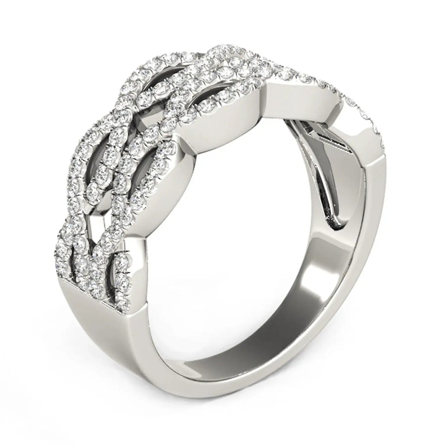 Diamond studded double interlocking waves ring in 14k white gold, 5/8 cttw, Bids.com on Tampa Home and Garden Store