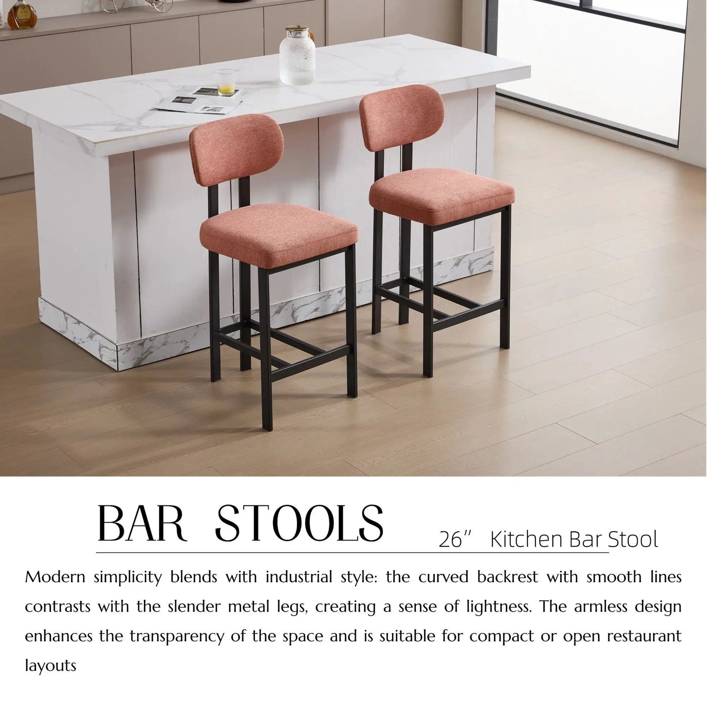 Modern Counter Height Stools Set of 2 Cushions