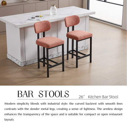 Modern counter-height stools set of 2 with peach upholstery and black metal legs on Tampa Home & Garden Store