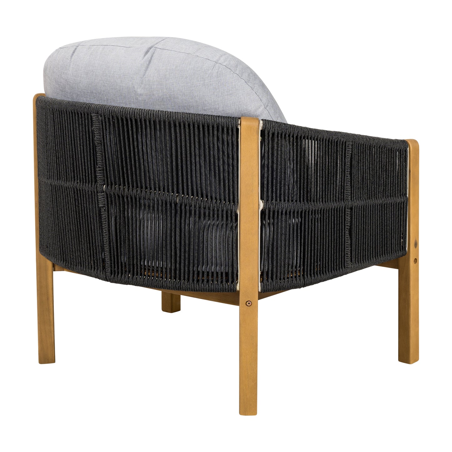 Acacia Wood and Woven Rope Outdoor Club Chair