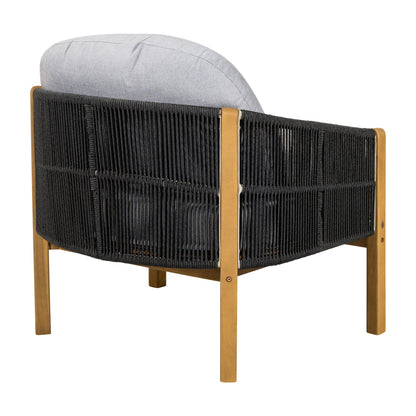 Acacia Wood and Woven Rope Outdoor Club Chair