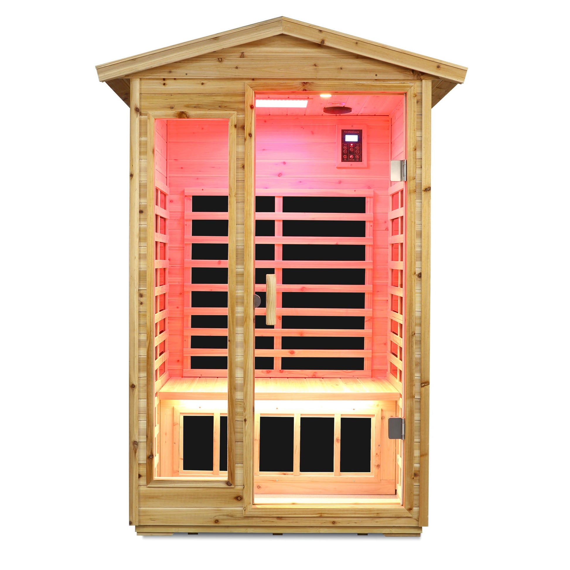 Two Person Far Infrared Old Fir Outdoor Sauna Room red infrared wood exterior HouseOfZazla on Tampa Home & Garden Store