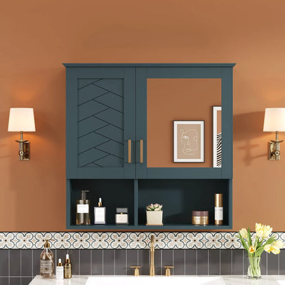 2-in-1 wall-mounted medicine cabinet with mirror teal adjustable shelves and soft-close doors on Tampa Home & Garden Store