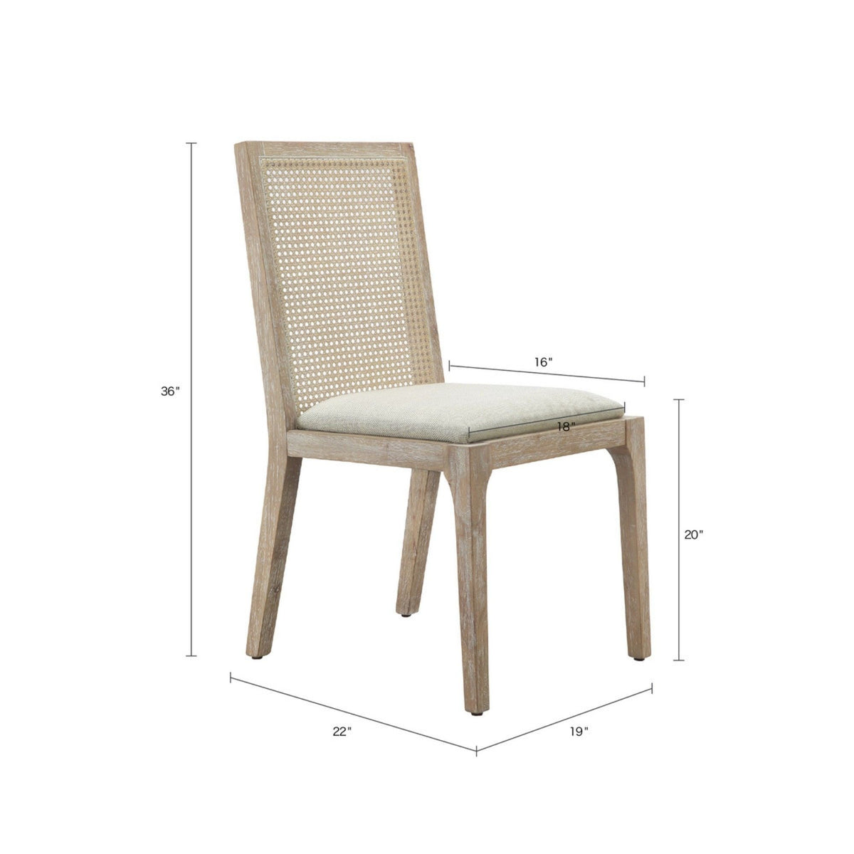 Dining chair set with synthetic cane back and upholstered seat in natural finish by HouseOfZazla on Tampa Home & Garden Store