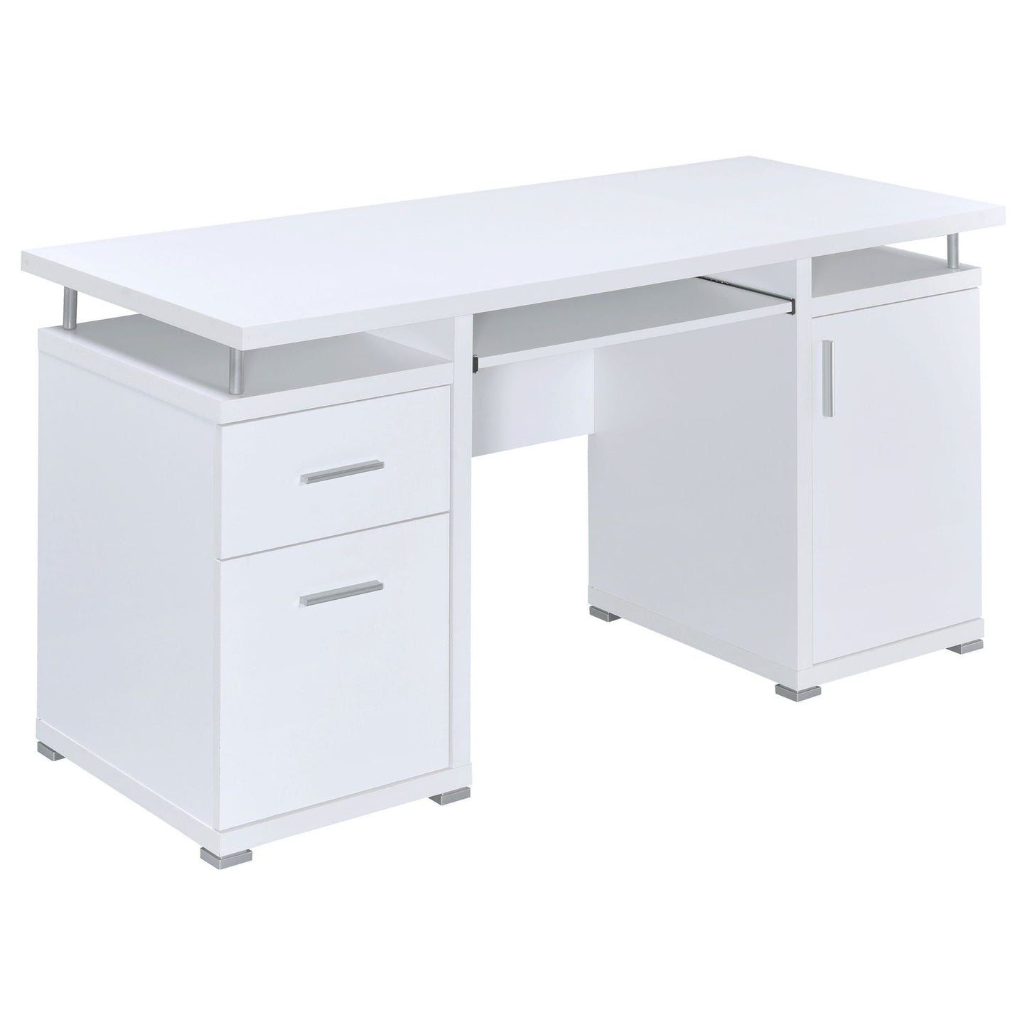 Rochelle white 2-drawer office desk by HouseOfZazla with metal legs and side cabinet on Tampa Home & Garden Store