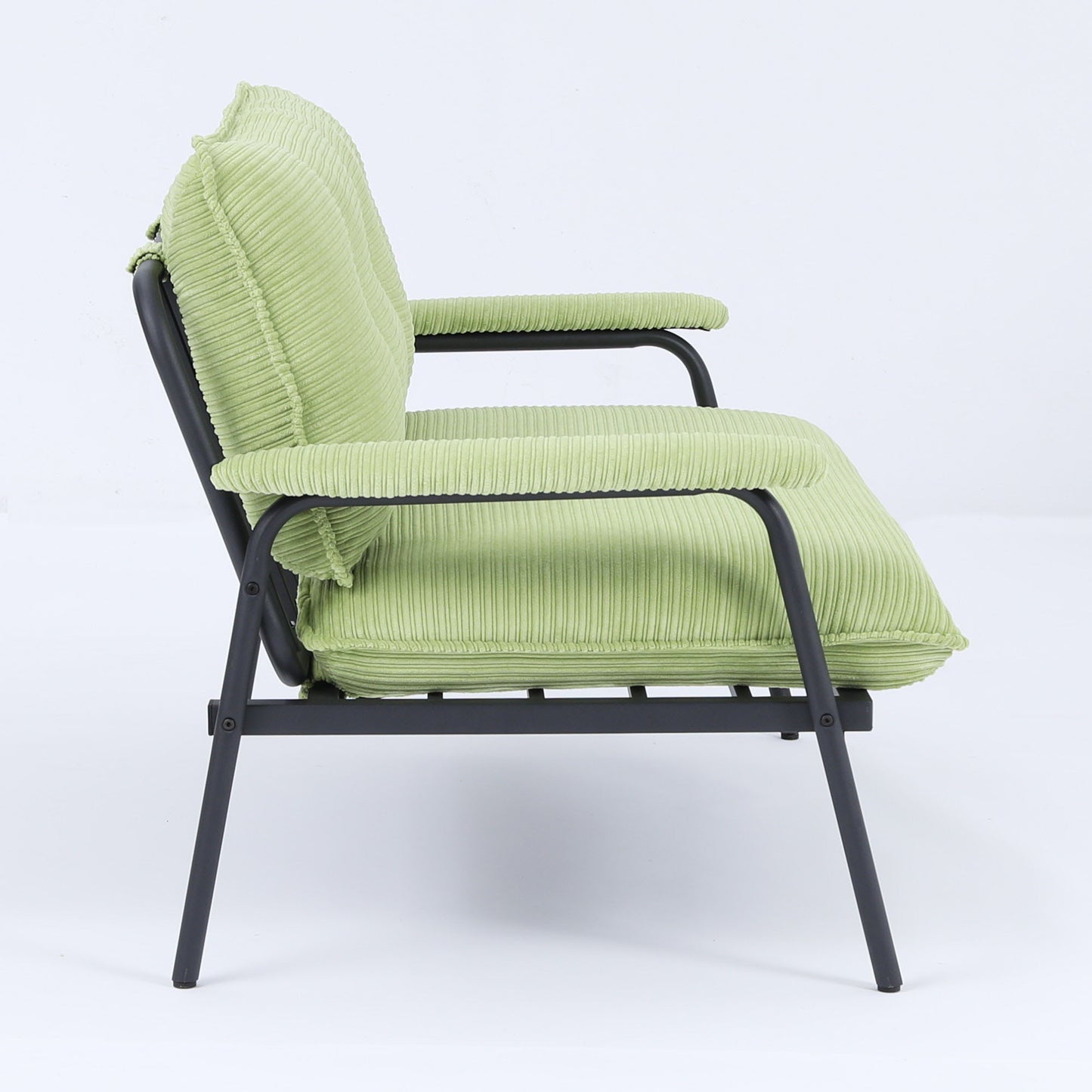 Modern metal-frame sofa with lime green ribbed fabric cushions by HouseOfZazla on Tampa Home & Garden Store