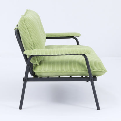 Modern metal-frame sofa with lime green ribbed fabric cushions by HouseOfZazla on Tampa Home & Garden Store