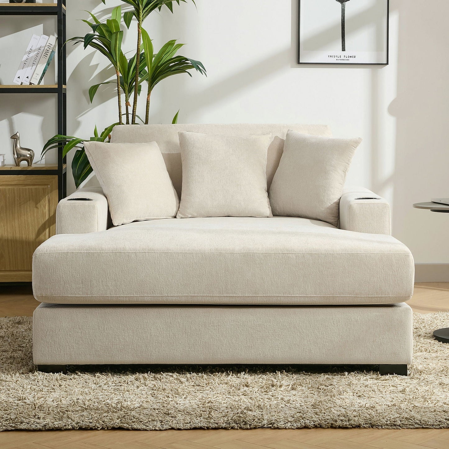 Modern Oversized Chaise Lounger and Pillow