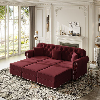 Upholstered Sofa Set with Nailhead and Pillows