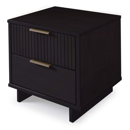 Granville Nightstand with 2 drawers, black finish, gold bar pulls on Tampa Home & Garden Store