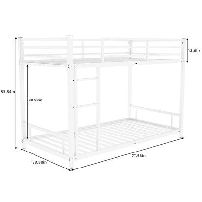 White metal bunk bed with noise-reduction and safety guardrail by HouseOfZazla ladder on Tampa Home & Garden Store