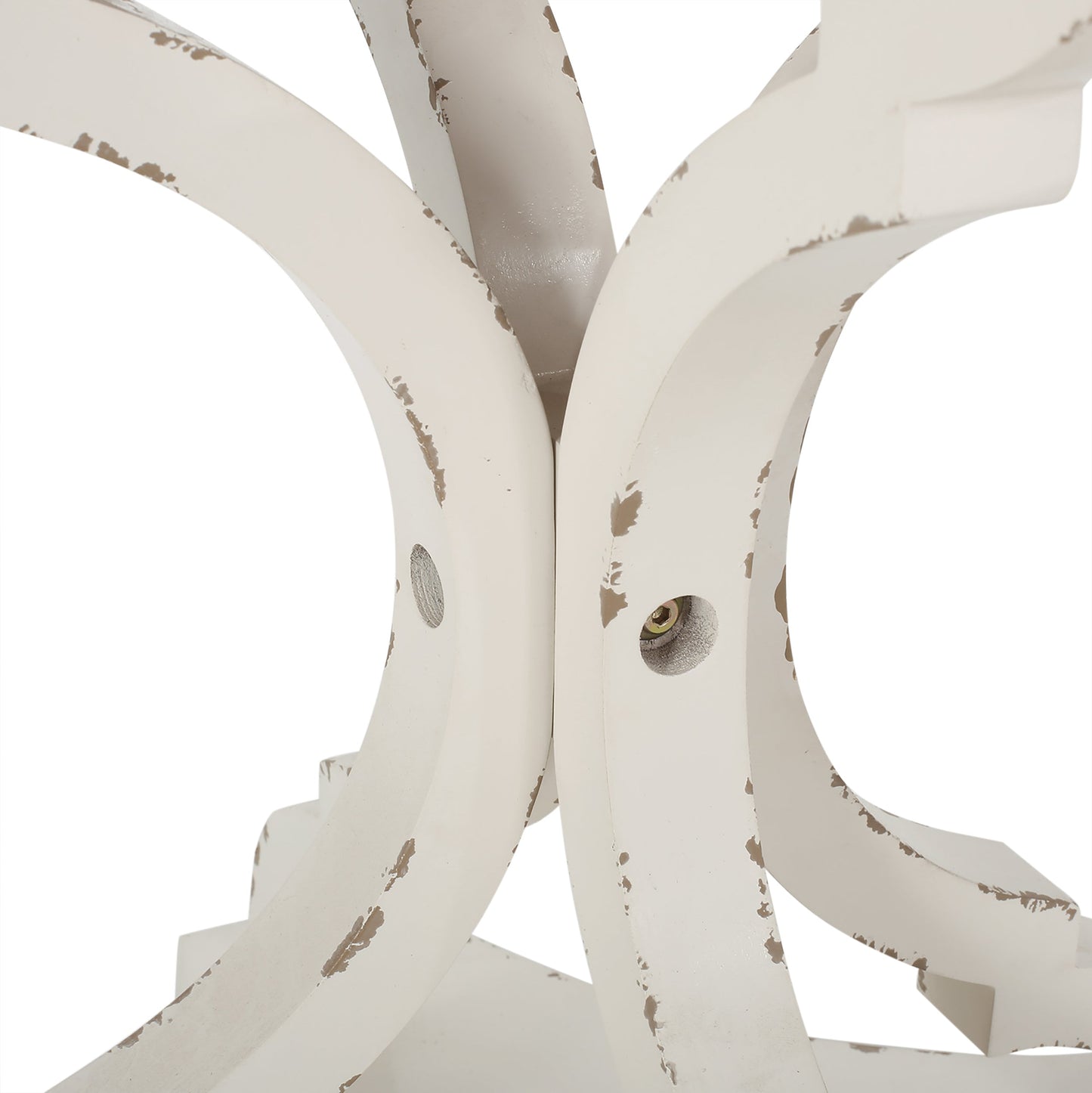Accent Table with Hourglass Base in distressed white metal finish French Country design on Tampa Home & Garden Store