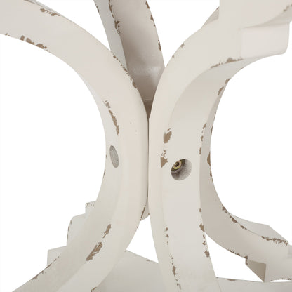 Accent Table with Hourglass Base in distressed white metal finish French Country design on Tampa Home & Garden Store