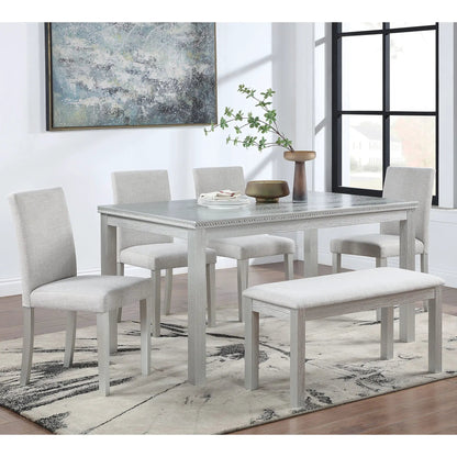 5 Piece Dining Table Set with Crystal Decoration and Upholstered Chairs in gray finish on Tampa Home & Garden Store