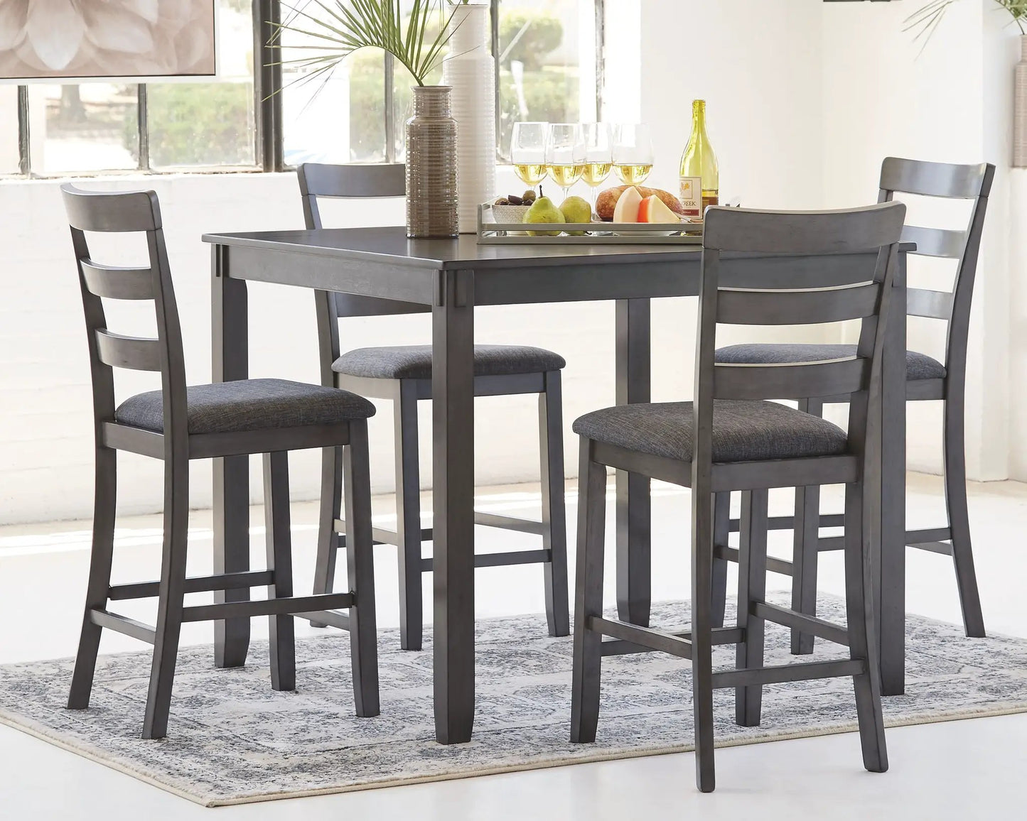 Bridson Square Counter Table Set 5 Piece Gray
