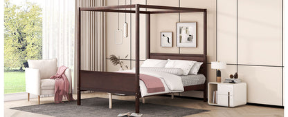Modern Canopy Platform Bed and Wooden Headboard