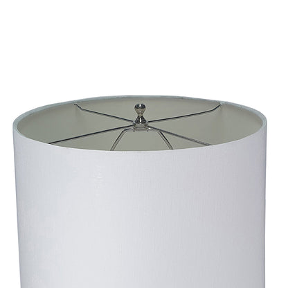 D16x28.5' Glass Table Lamp with white fabric shade and chrome spider harp by HouseOfZazla on Tampa Home & Garden Store