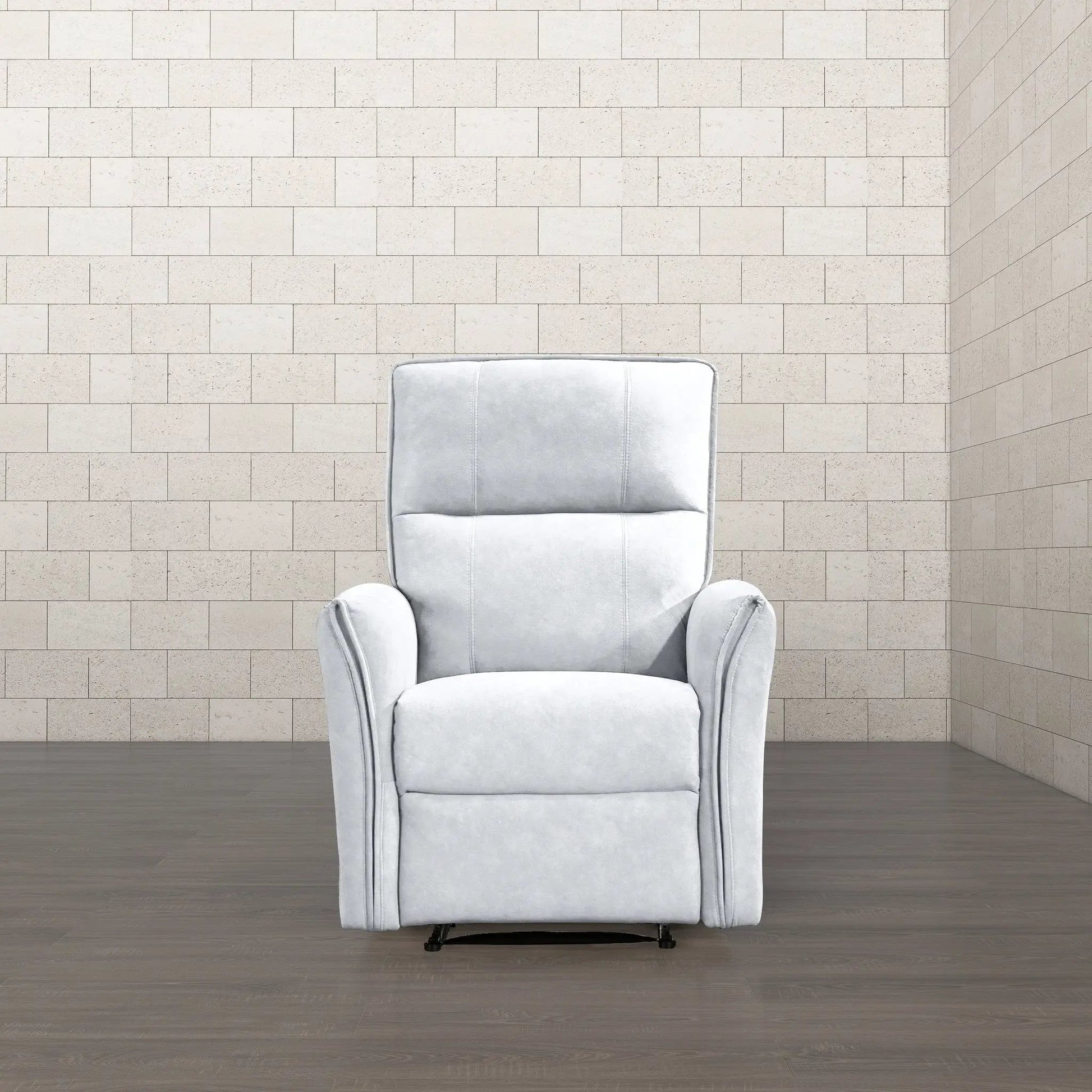 Asheville suede recliner chair in light gray upholstery by Unique Piece Furniture on Tampa Home & Garden Store