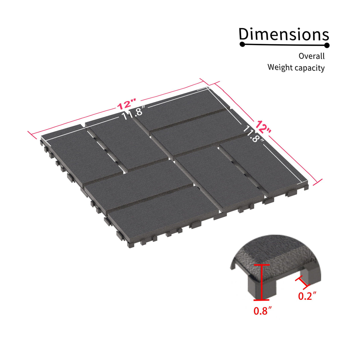 Interlocking deck tiles 44-pack in dark gray, easy installation by HouseOfZazla on Tampa Home & Garden Store
