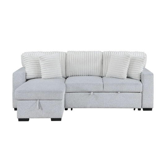 Ford reversible pull-out sofa bed in light gray by Unique Piece with white pillows on Tampa Home & Garden Store