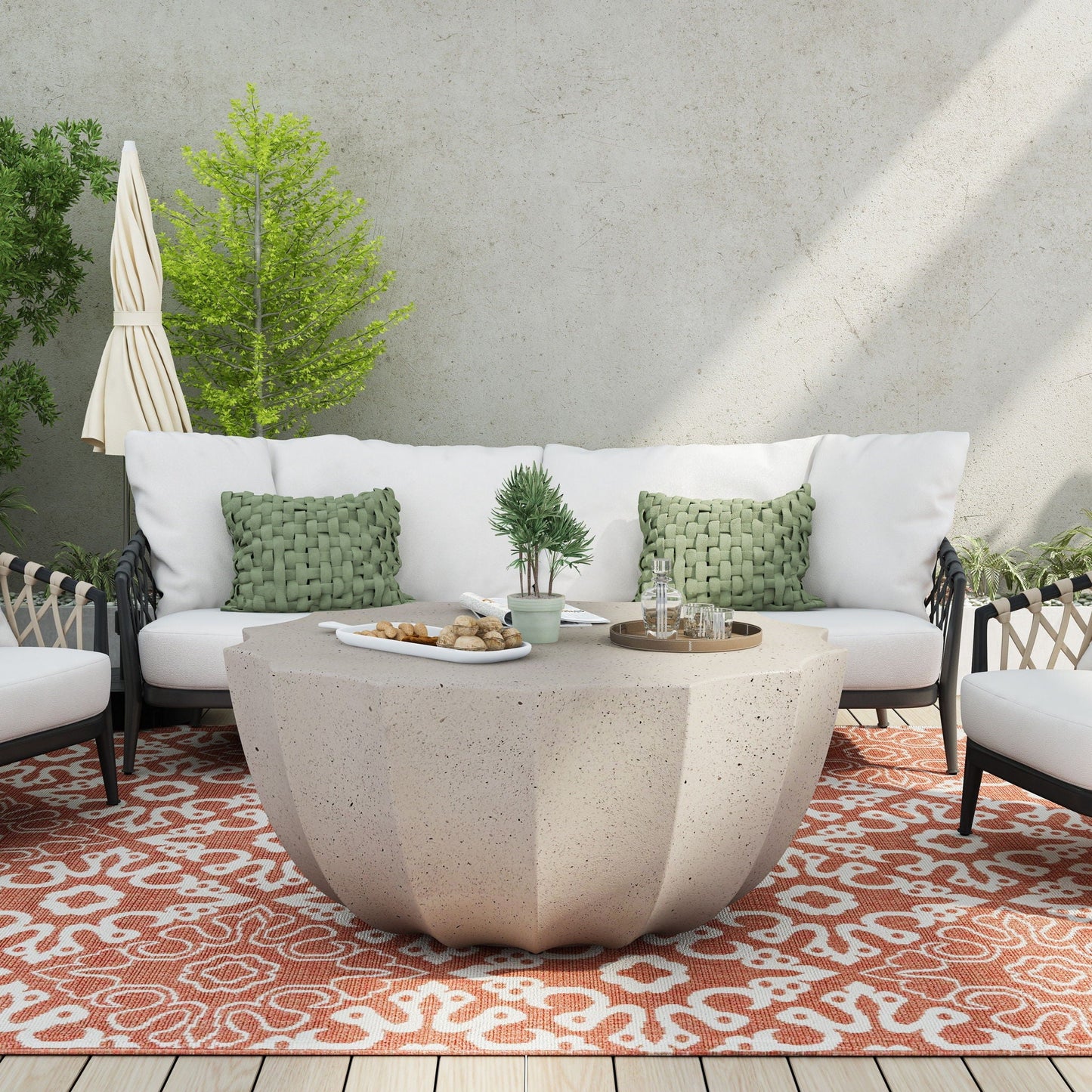 Modern Round Coffee Table for Patio or Deck