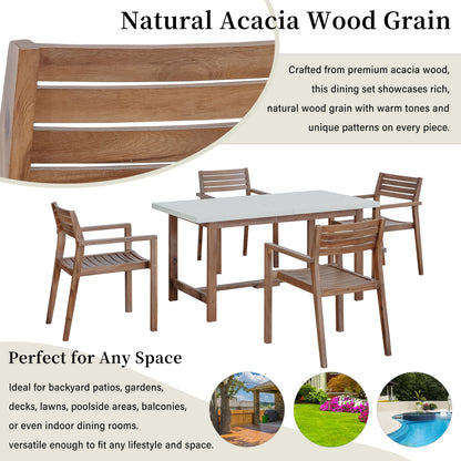 Five Piece Outdoor Acacia Wood Set and a Bench