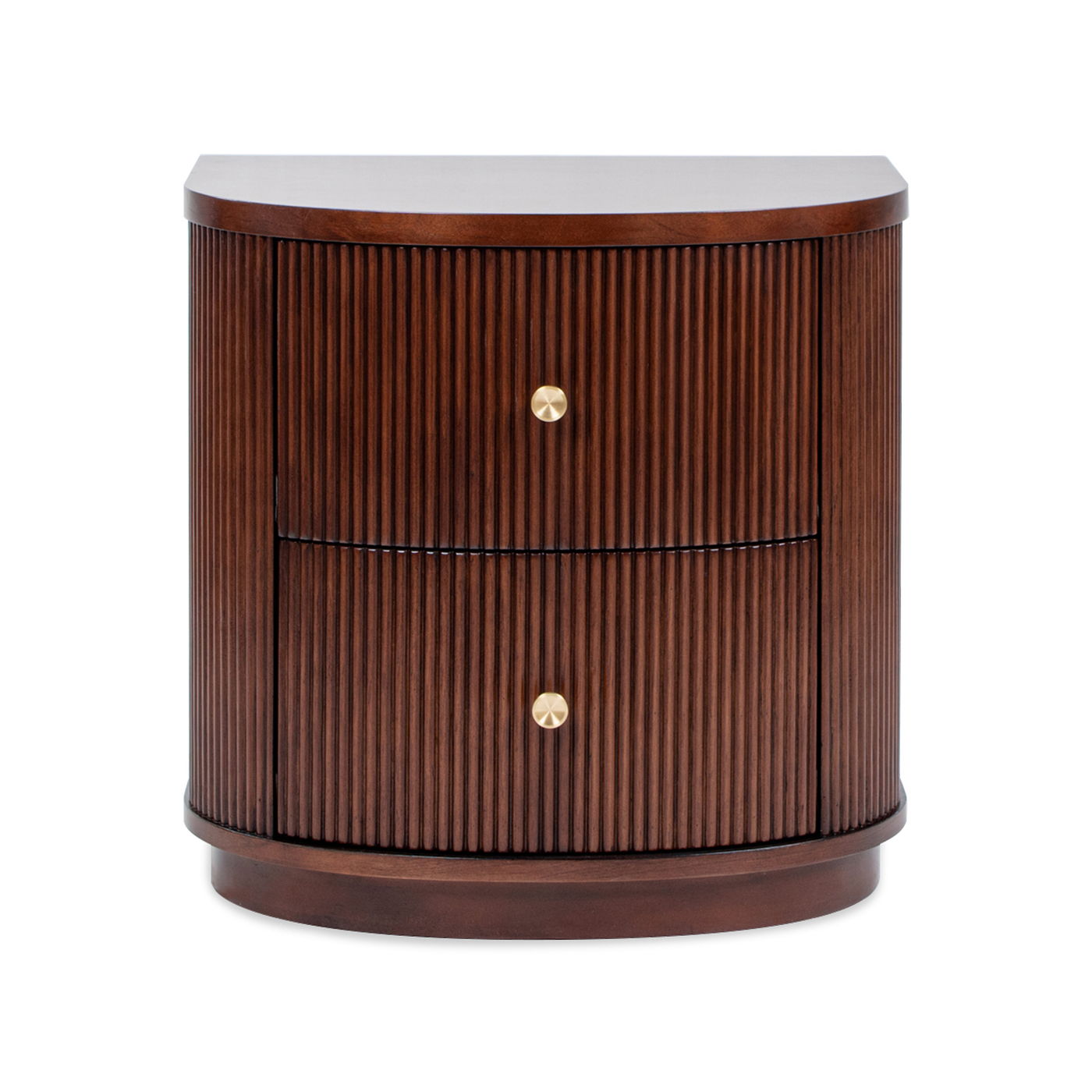 Valentine 2-Drawer Side Table in dark espresso with ribbed fronts and brass knobs on Tampa Home & Garden Store
