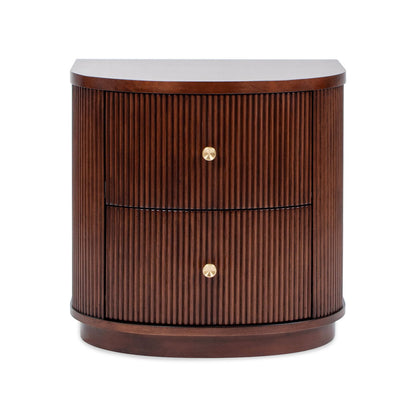 Valentine 2-Drawer Side Table in dark espresso with ribbed fronts and brass knobs on Tampa Home & Garden Store